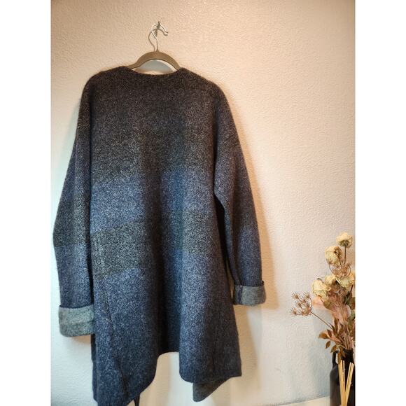 Max Studio Yak Wool Blend coat  Open Front Cardigan Sweater Coat XL Gray Blue - Picture 3 of 5